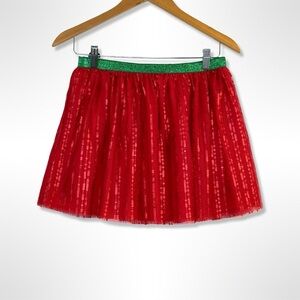 Holiday Time Girl’s Red Christmas Sparkly Tulle Tutu Skirt Size 14-16